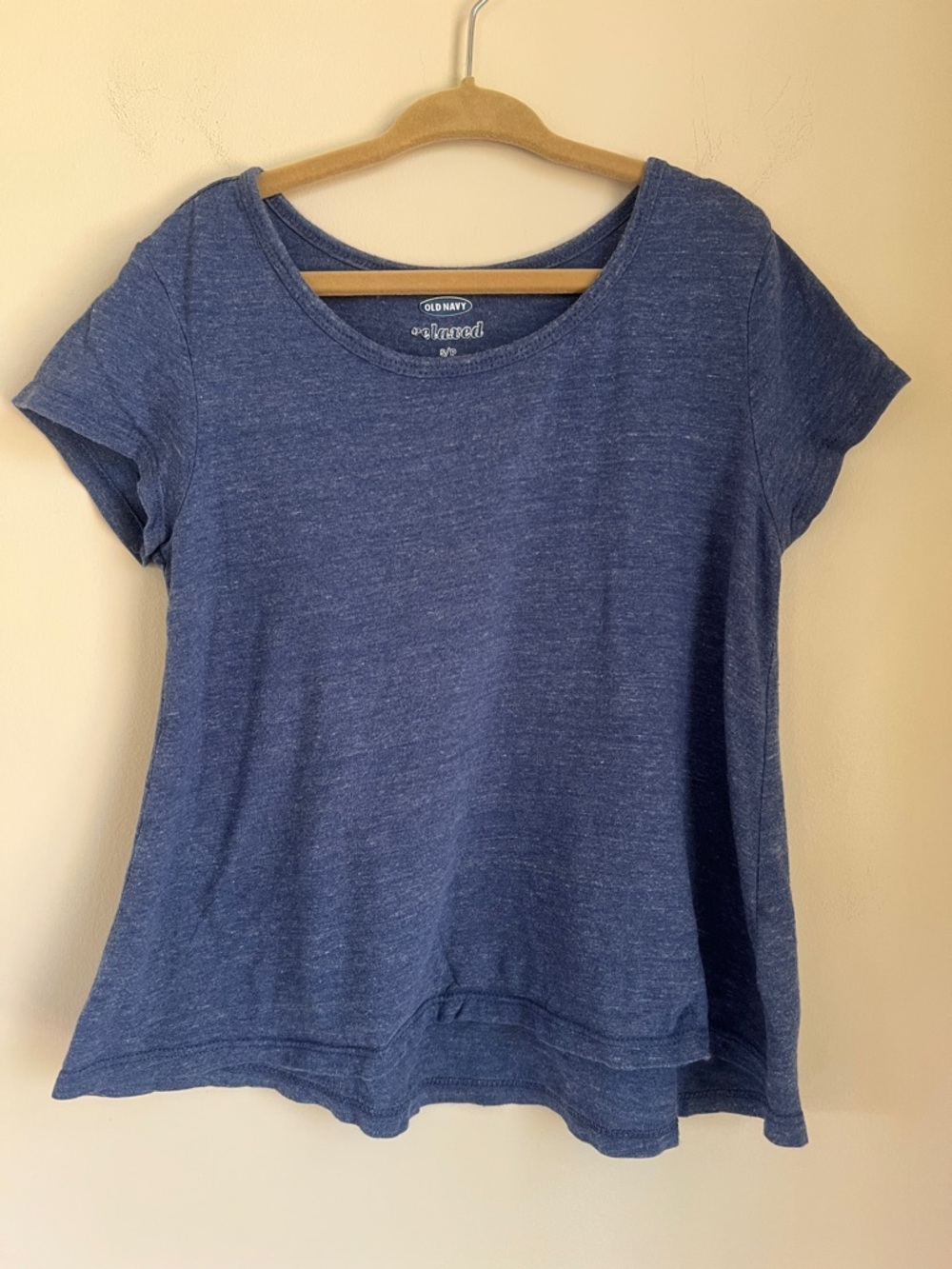 Old Navy Short Sleeve Scoop Neck Tee, Heathered Navy Blue, Size S (6/7)